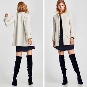 ZARA frayed frock coat with textured weave